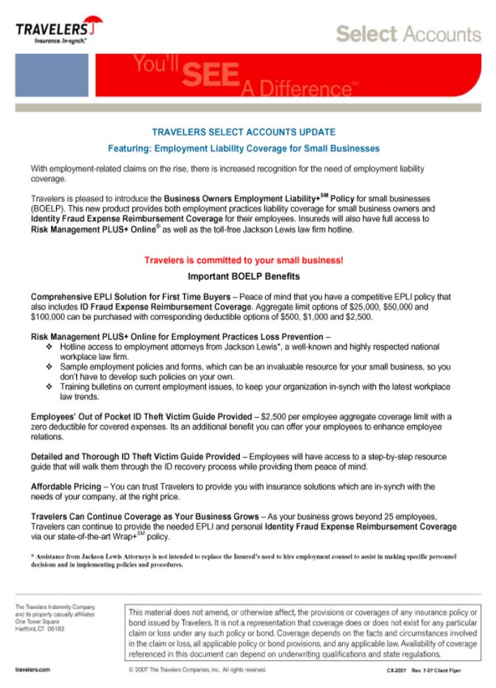 Small business insurance flyer