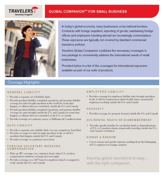 Travelers Global Companion for small business